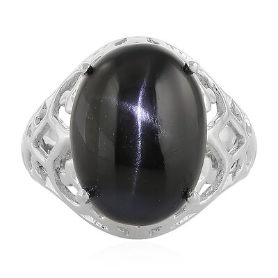 Anillo en plata con Diópsido estrella de la India