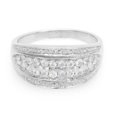 Anillo en plata con Piedra de Luna arcoíris