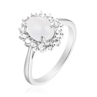 Anillo en plata con Piedra de luna arco iris de Tanzania