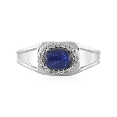 Anillo en plata con Zafiro estrella azul