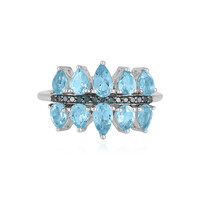 Anillo en plata con Topacio azul suizo
