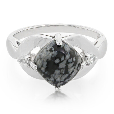 Anillo en plata con Obsidiana Copo de Nieve