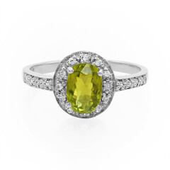 Anillo en plata con Turmalina cuprífera