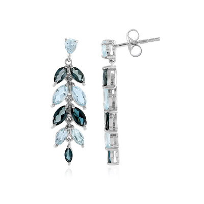 Pendientes en plata con Topacio azul de Londres