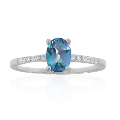 Anillo en plata con Topacio mísitico azul paloma