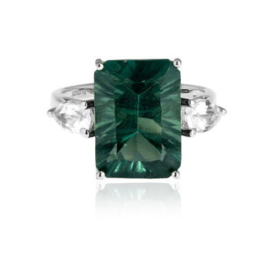 Anillo en plata con Fluorita verde
