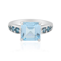 Anillo en plata con Topacio azul cielo