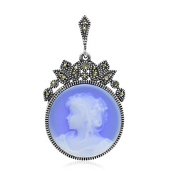 Colgante en plata con Ágata de lazo azul