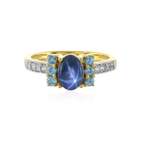 Anillo en plata con Zafiro estrella azul