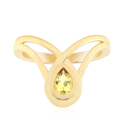Anillo en oro con Berilo dorado de Australia