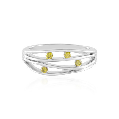 Anillo en plata con Diamante amarillo I2