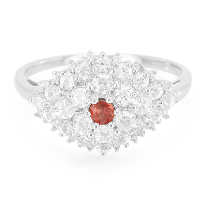 Anillo en plata con Rubí rojo atardecer