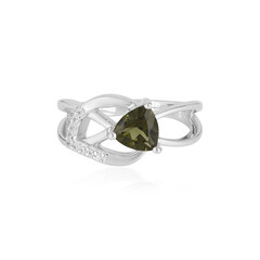 Anillo en plata con Moldavita