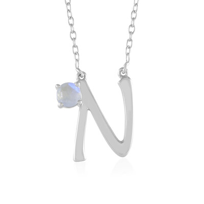 Collar en plata con Piedra de Luna arcoíris