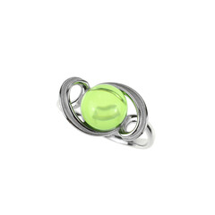 Anillo en plata con Ámbar colombiano verde