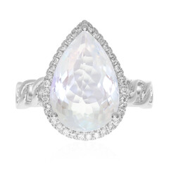 Anillo en oro con Piedra de Luna arcoíris (CIRARI)