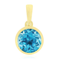 Colgante en oro con Topacio azul suizo