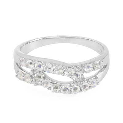 Anillo de hombre en plata con Piedra de Luna arcoíris