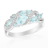 Anillo en plata con Topacio azul cielo