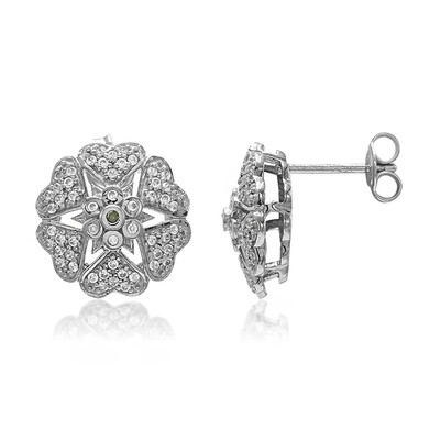 Pendientes en plata con Diamante Bosque Verde