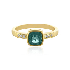 Anillo en plata con Fluorita azul petróleo