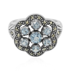 Anillo en plata con Topacio azul cielo