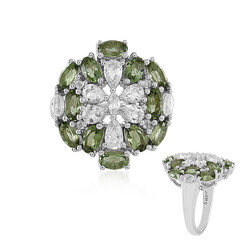 Anillo en plata con Moldavita