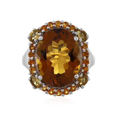 Anillo en plata con Cuarzo cognac