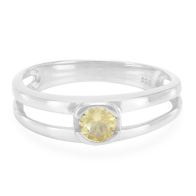 Anillo en plata con Danburita neón amarillo