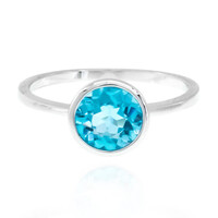 Anillo en plata con Topacio azul suizo
