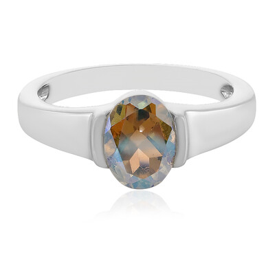 Anillo en plata con Topacio arcoíris