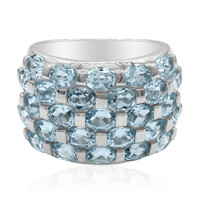Anillo en plata con Topacio azul cielo