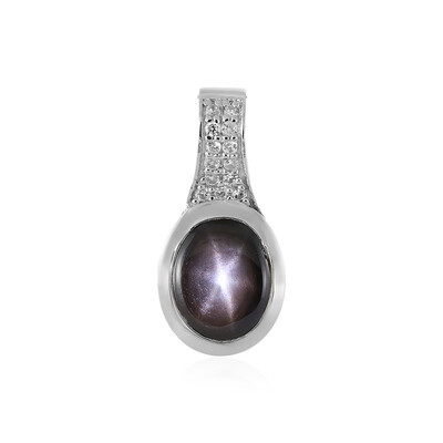 Colgante en plata con Zafiro estrella negra