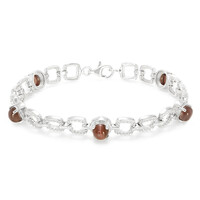 Brazalete en plata con Escapolita ojo de gato