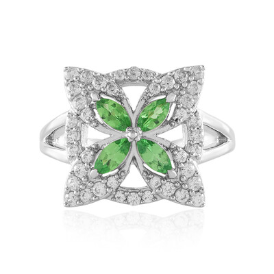 Anillo en plata con Tsavorita de Tanzania