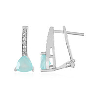 Pendientes en plata con Calcedonia agua