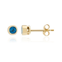Pendientes en oro con Apatita azul neón