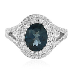 Anillo en plata con Topacio azul de Londres