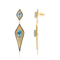 Pendientes en oro con Aguamarina Santa María (de Melo)