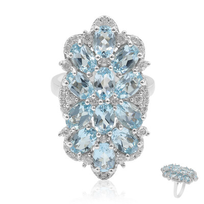 Anillo en plata con Topacio azul cielo