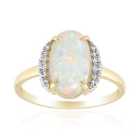 Anillo en oro con Ópalo blanco de Brasil