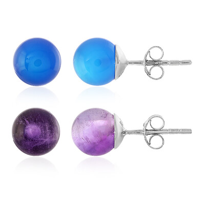 Pendientes en plata con Ónix azul