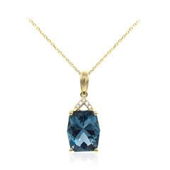 Collar en oro con Topacio azul de Londres