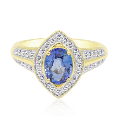 Anillo en oro con Zafiro azul Ceylon (Annette)