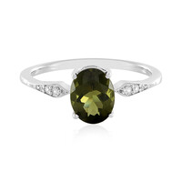 Anillo en plata con Moldavita