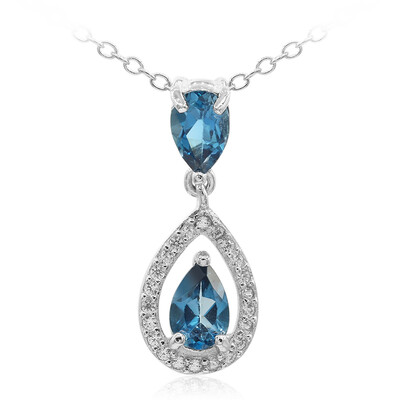 Collar en plata con Topacio azul de Londres