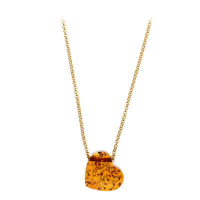 Collar en plata con Ámbar báltico cognac (dagen)