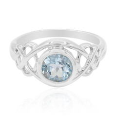 Anillo en plata con Topacio azul cielo