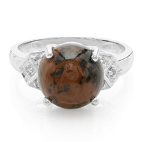 Anillo en plata con Obsidiana caoba