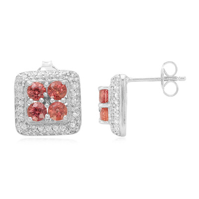 Pendientes en plata con Rubí rojo atardecer